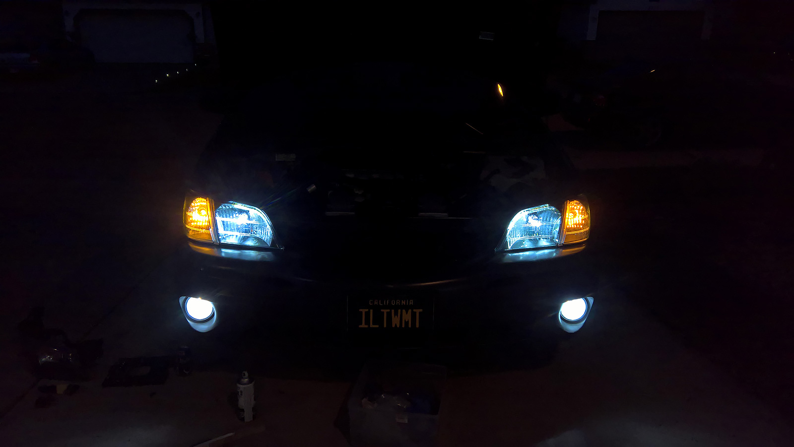 Pontiac Montana headlight and turn signal LED lights conversion and comparison in brightness and color temperature